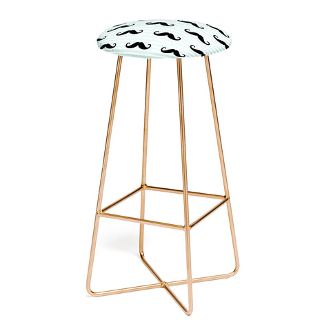 Little Arrow Design Co mustaches on blue stripes Bar Stool