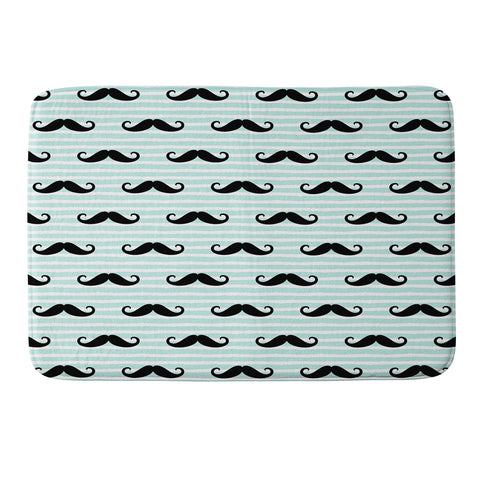 Little Arrow Design Co mustaches on blue stripes Memory Foam Bath Mat