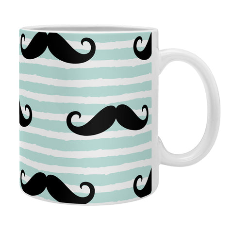 Little Arrow Design Co mustaches on blue stripes Coffee Mug