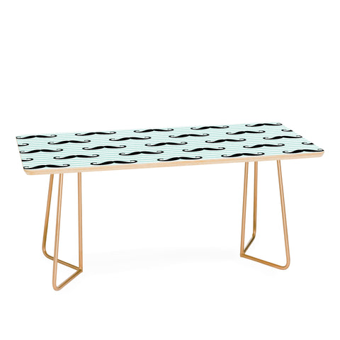 Little Arrow Design Co mustaches on blue stripes Coffee Table