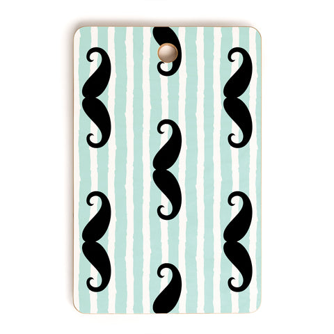 Little Arrow Design Co mustaches on blue stripes Cutting Board Rectangle