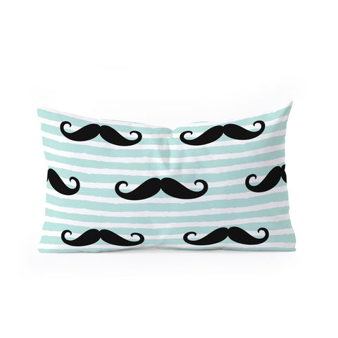 Little Arrow Design Co mustaches on blue stripes Oblong Throw Pillow