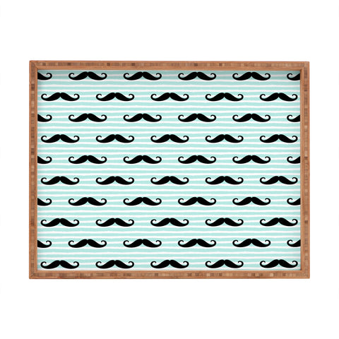 Little Arrow Design Co mustaches on blue stripes Rectangular Tray