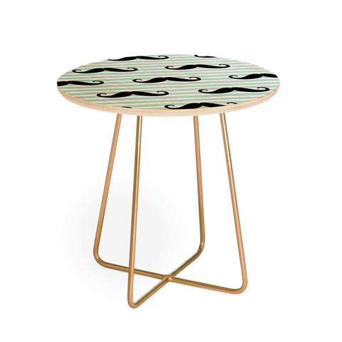 Little Arrow Design Co mustaches on blue stripes Round Side Table