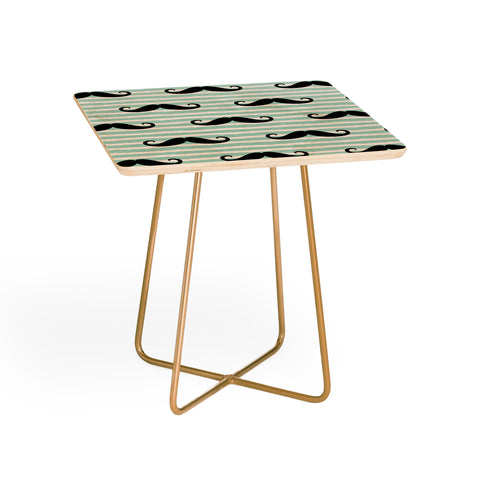 Little Arrow Design Co mustaches on blue stripes Side Table