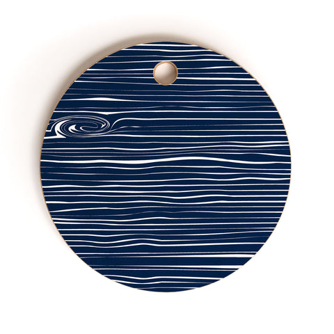 Little Arrow Design Co navy woodgrain Cutting Board Round