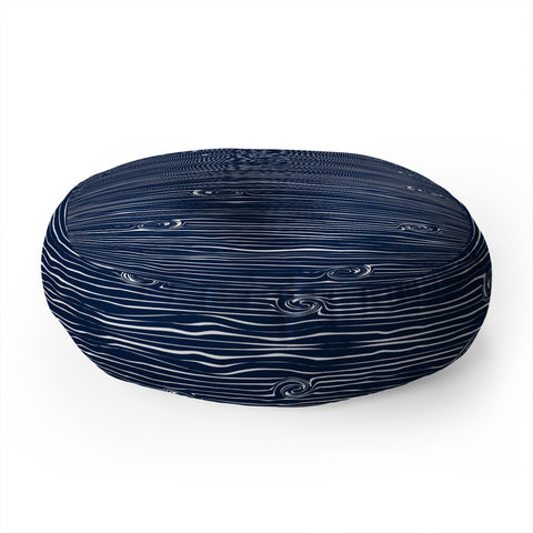 Little Arrow Design Co navy woodgrain Floor Pillow Round