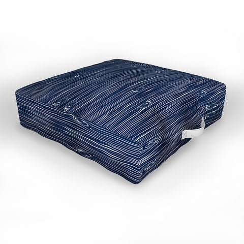 Little Arrow Design Co navy woodgrain Outdoor Floor Cushion