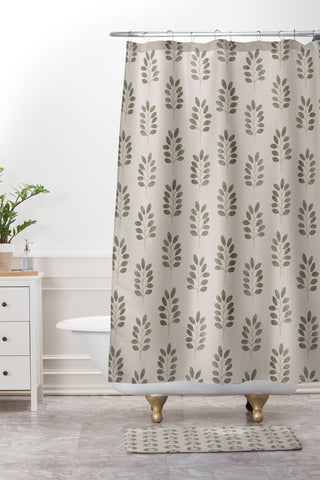 Little Arrow Design Co noble branches pewter and olive Shower Curtain And Mat