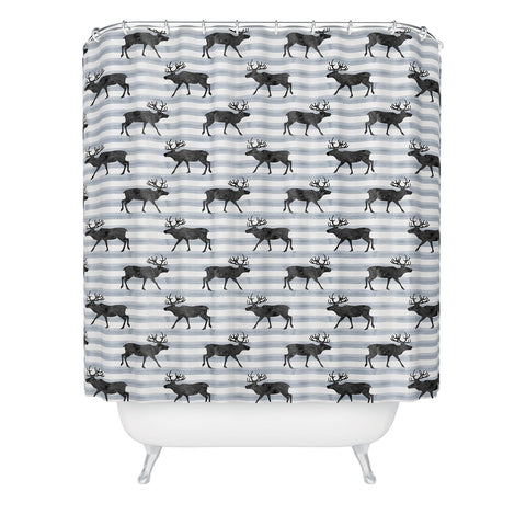 Little Arrow Design Co Nordic Reindeer Shower Curtain