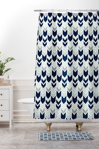 Little Arrow Design Co northern lights chevron Shower Curtain And Mat
