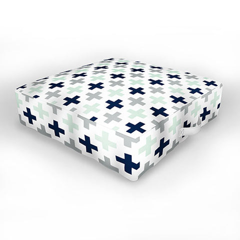Little Arrow Design Co northern lights swiss cross Outdoor Floor Cushion