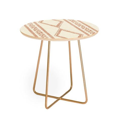 Little Arrow Design Co oceania diamond stripes ginger Round Side Table