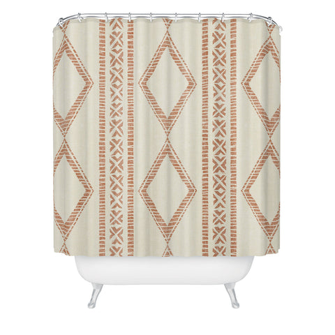 Little Arrow Design Co oceania diamond stripes ginger Shower Curtain