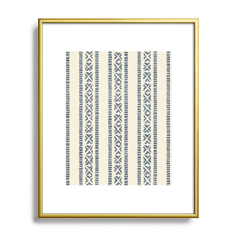 Little Arrow Design Co oceania vertical stripes navy Metal Framed Art Print