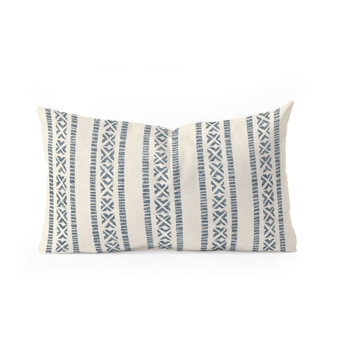 Little Arrow Design Co oceania vertical stripes navy Oblong Throw Pillow