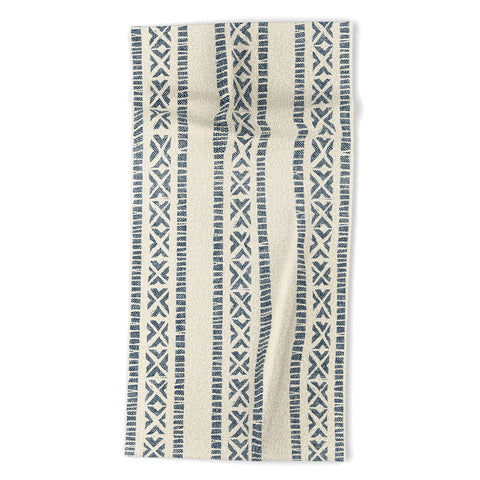 Little Arrow Design Co oceania vertical stripes navy Beach Towel