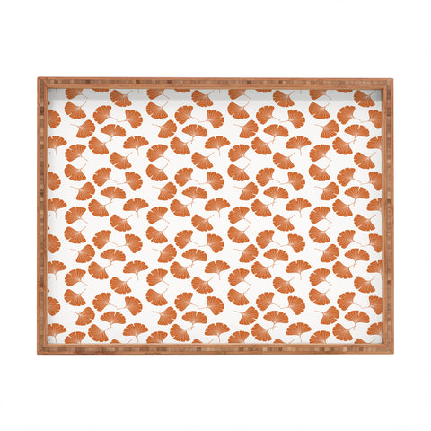 Little Arrow Design Co orange ginkgo leaves Rectangular Tray