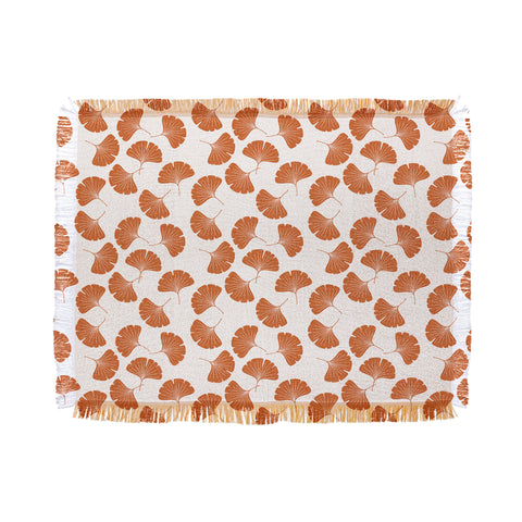 Little Arrow Design Co orange ginkgo leaves Throw Blanket