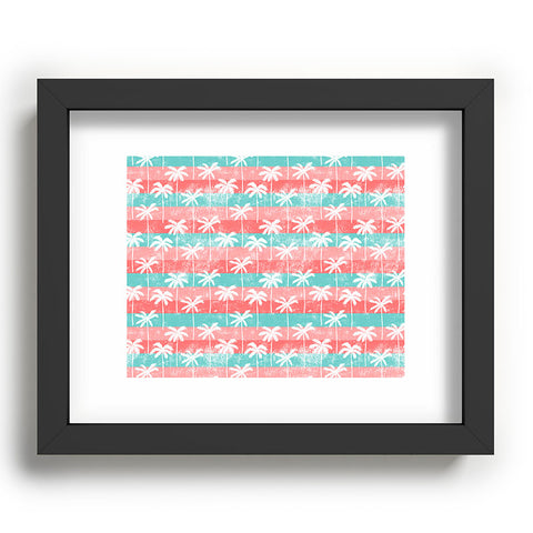 Little Arrow Design Co palm trees on pink stripes Recessed Framing Rectangle