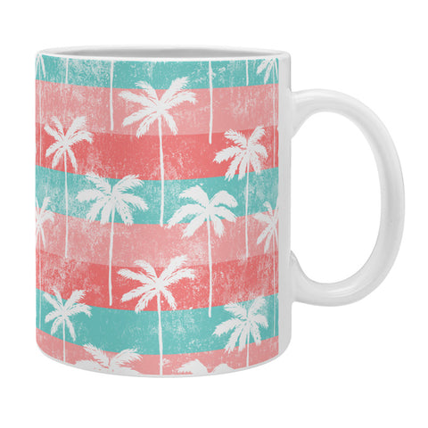 Little Arrow Design Co palm trees on pink stripes Coffee Mug