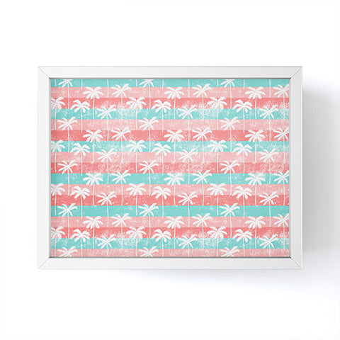 Little Arrow Design Co palm trees on pink stripes Framed Mini Art Print