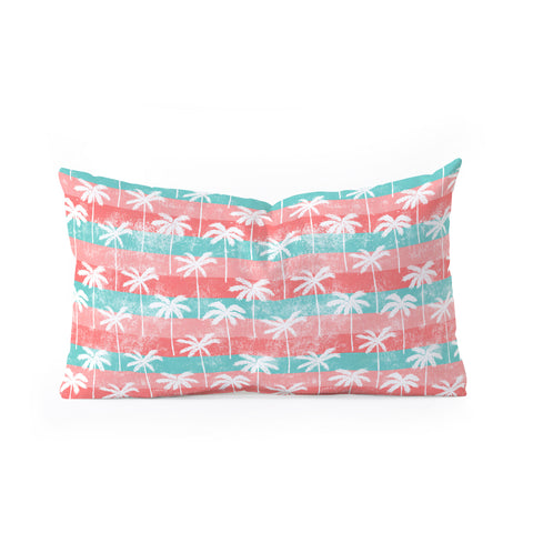 Little Arrow Design Co palm trees on pink stripes Oblong Throw Pillow