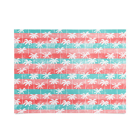 Little Arrow Design Co palm trees on pink stripes Poster