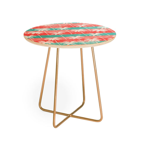 Little Arrow Design Co palm trees on pink stripes Round Side Table