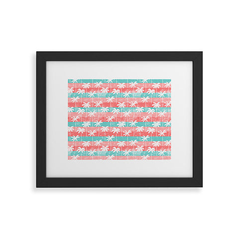 Little Arrow Design Co palm trees on pink stripes Framed Art Print