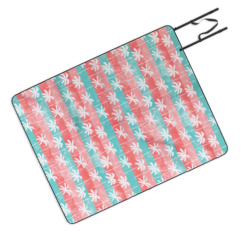 Little Arrow Design Co palm trees on pink stripes Picnic Blanket