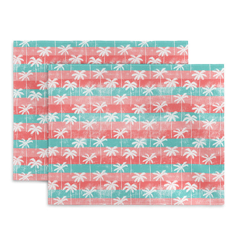 Little Arrow Design Co palm trees on pink stripes Placemat
