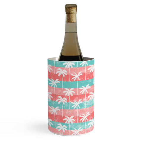 Little Arrow Design Co palm trees on pink stripes Wine Chiller