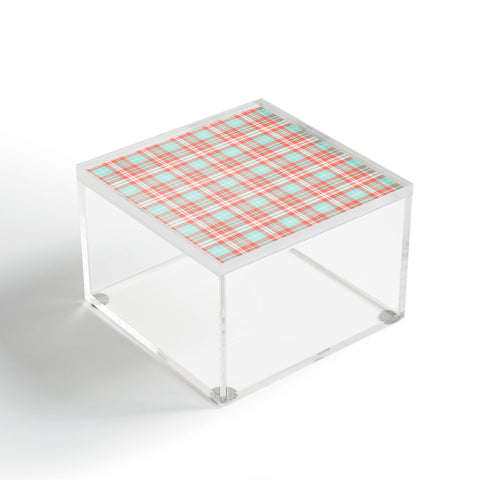 Little Arrow Design Co plaid in coral and blue Acrylic Box