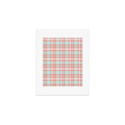 Little Arrow Design Co plaid in coral and blue Art Print
