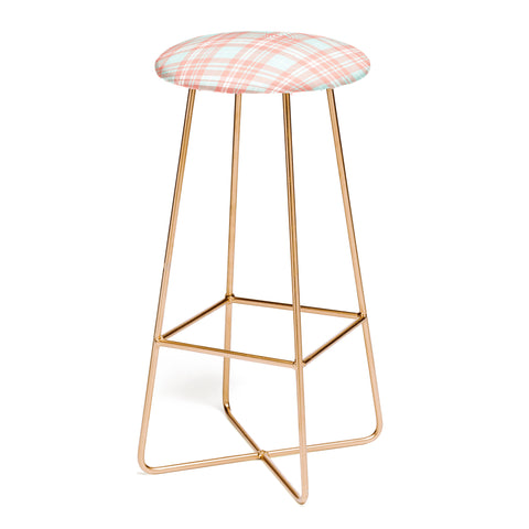 Little Arrow Design Co plaid in coral and blue Bar Stool
