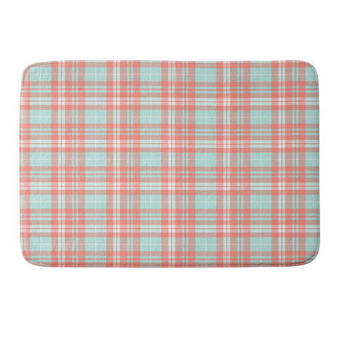 Little Arrow Design Co plaid in coral and blue Memory Foam Bath Mat
