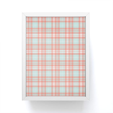 Little Arrow Design Co plaid in coral and blue Framed Mini Art Print
