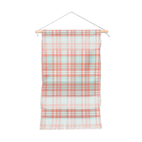 Little Arrow Design Co plaid in coral and blue Wall Hanging Portrait