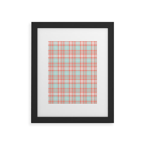 Little Arrow Design Co plaid in coral and blue Framed Art Print