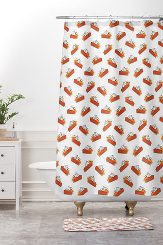 Little Arrow Design Co pumpkin pie slices Shower Curtain And Mat
