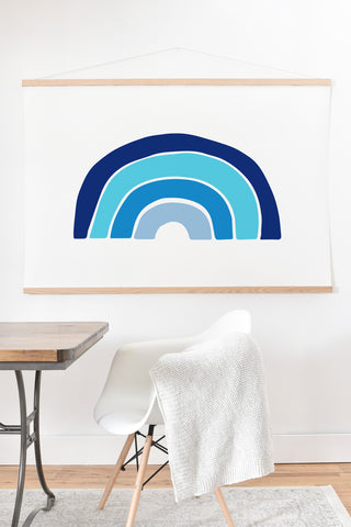 Little Arrow Design Co rainbow in blue Art Print And Hanger
