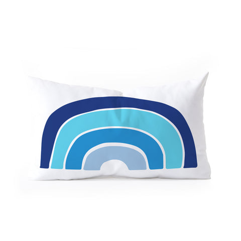 Little Arrow Design Co rainbow in blue Oblong Throw Pillow