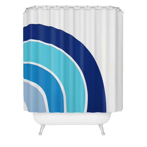 Little Arrow Design Co rainbow in blue Shower Curtain