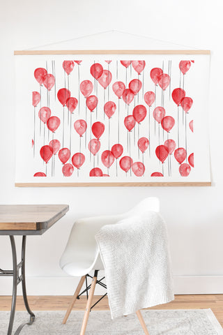 Little Arrow Design Co red watercolor balloons Art Print And Hanger