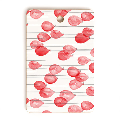 Little Arrow Design Co red watercolor balloons Cutting Board Rectangle