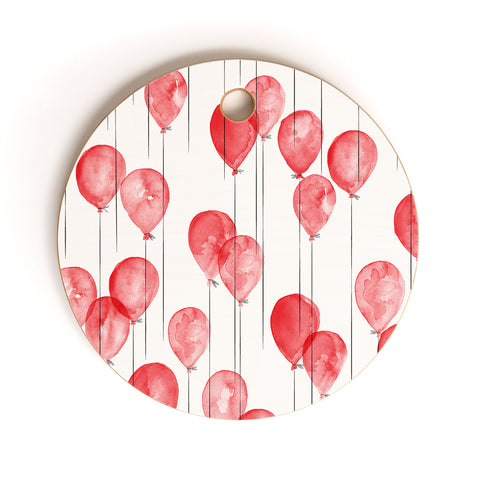 Little Arrow Design Co red watercolor balloons Cutting Board Round