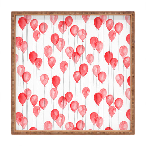 Little Arrow Design Co red watercolor balloons Square Tray
