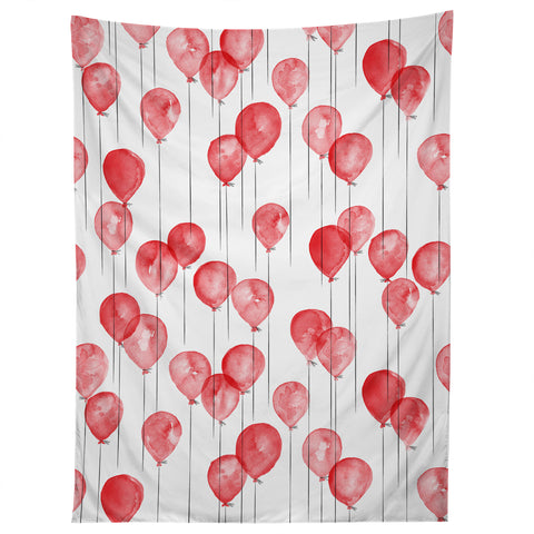 Little Arrow Design Co red watercolor balloons Tapestry