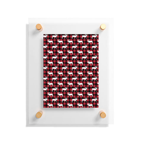 Little Arrow Design Co reindeer on buffalo plaid Floating Acrylic Print